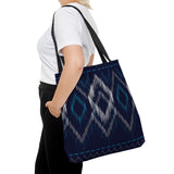 Aztec Tote/ Geometric Navy And White Tribal Large Bag