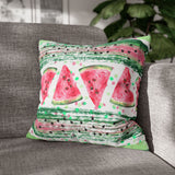Watermelon Throw Pillow Cover/ Watercolor Watermelon Slices Paint Brush Strokes Summer Décor