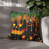 Halloween Pillow Cover/ Spooky Jack O Lanterns With Purple And Green Drips Decor