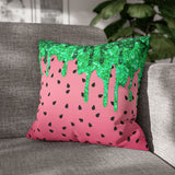 Watermelon Throw Pillow Cover/ Watercolor Summer Glam Green Drips Summer Décor