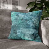 Nautical Throw Pillow/ Watercolor Shells And Waves On Sea Blue Wood Beach Décor/ Coastal Beach Pillow Cover