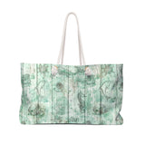 Nautical Tote Rope Handle Bag/ Sea Green Beach Wood Seashells Starfish Coastal Tropical Large Weekender Beach Bag