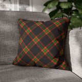 Halloween Pillow Cover/ Black, Orange, Green And Purple Tartan Plaid Decor