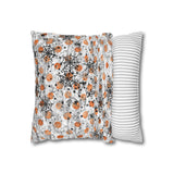Halloween Throw Pillow Cover/ Spiders And Webs On Grunge Orange Polkadots Decor