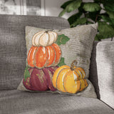 Fall Pillow Cover/ Autumn Orange, Cream, Burgundy And Yellow Pumpkins Floral Decor