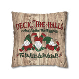 Christmas Pillow Cover/ Christmas Carol Spiked Eggnog Drinking Gnomes Deck The Halls Holiday Décor