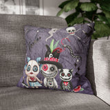 Halloween Pillow Cover/ Spooky Moon Cute Watercolor Voodoo Dolls And Black Magic Spells Cat Decor