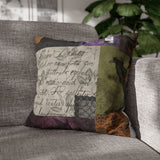 Halloween Pillow Cover/ Gothic Medieval Spooky Apothecary Purple And Orange Patchwork Decor