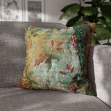 Christmas Poinsettia Pillow Cover/ Red, Gold, Emerald Green Glam Typography Distressed Holiday Decor