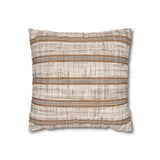 Coastal Island Linen Texture Background, Sandy Beige & Grey Stripes, Neutral Decor Pillow Cover