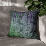 Halloween Pillow Cover/ Spooky Ghosts With Green And Purple Glam Drips Decor
