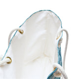 Nautical Tote Rope Handle Bag/ Blue White Beach Wood Seashells And Starfish Coastal Tropical Large Weekender Beach Bag