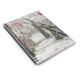 Christmas Journal/ Watercolor Snowy Winter Forest Tree Path Notebook/ Diary Gift