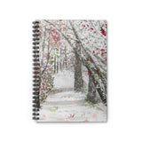Christmas Journal/ Watercolor Snowy Winter Forest Tree Path Notebook/ Diary Gift