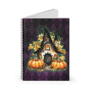 Halloween Journal/ Gothic Fall Fairy Cottage Purple Argyle Notebook/ Diary Gift