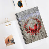 Christmas Journal/ Watercolor Cardinals And Holly Berry Wreath Notebook/ Diary Gift