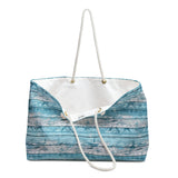 Nautical Tote Rope Handle Bag/ Blue White Beach Wood Seashells And Starfish Coastal Tropical Large Weekender Beach Bag