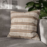 Coastal Island Linen Texture Background, Sandy Beige & Grey Stripes, Neutral Decor Pillow Cover