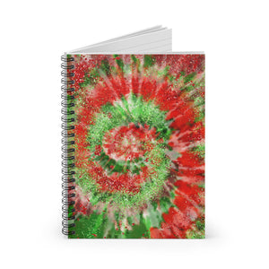 Christmas Journal/ Holiday Retro Red Green Tie Dye Glam Notebook/ Diary Gift