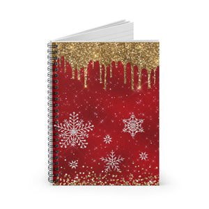 Christmas Journal/ Red White Snowflakes Gold Glam Drips Notebook/ Diary Gift