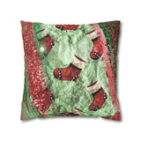 Christmas Stocking Pillow Cover/ Red, Gold, Emerald Green Glam Distressed Parchment Holiday Décor