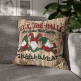 Christmas Pillow Cover/ Christmas Carol Spiked Eggnog Drinking Gnomes Deck The Halls Holiday Décor