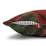 Christmas Pillow Cover/ Green And Red Diagonal Grunge Distressed Plaid Holiday  Décor