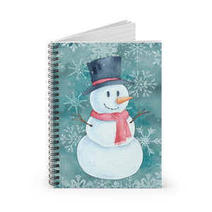 Christmas Journal/ Watercolor Snowman Top Hat And Snowflakes Notebook/ Diary Gift