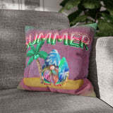 Summer Gnome Throw Pillow Cover/ Watermelon Letter Balloons And Tie Dye Beach Surfer Gnome With Palm Tree Summer Décor