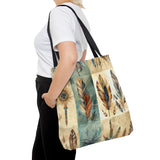 Aztec Tote/ Southwestern Tribal Feathers And Medicine Stick Large Bag