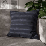 Indigo Blue Stripes Nautical Beach Theme Linen Texture Watercolor Design, Coastal Home Decor Pillow Cover