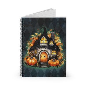 Halloween Journal/ Gothic Fall Fairy Cottage Blue Argyle Notebook/ Diary Gift