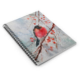 Christmas Journal/ Watercolor Winter Red Robin On Tree Branch Notebook/ Diary Gift