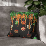 Halloween Pillow Cover/ Caramel Decorated Candy Apples With Green, Orange And Black Drips Decor