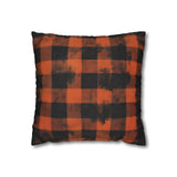 Halloween Pillow Cover/ Black And Orange Spooky Grunge Buffalo Plaid Decor