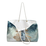 Nautical Tote Rope Handle Bag/ Navy Lighthouse Seashells Watercolor Coastal Tropical Large Weekender Beach Bag