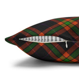 Halloween Pillow Cover/ Black, Orange, Green And Purple Tartan Plaid Decor