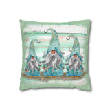 Gnome Beach Throw Pillow Cover/ Tropical Starfish Blue Watercolor Beach Gnomes Décor/ Coastal Beach Pillow Gift