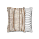 Coastal Island Linen Texture Background, Sandy Beige & Grey Stripes, Neutral Decor Pillow Cover