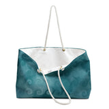 Nautical Tote Rope Handle Bag/ Blue Curled Ocean Waves Digital Watercolor Illustration Coastal Tropical Large Weekender Beach Bag
