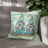 Gnome Beach Throw Pillow Cover/ Tropical Starfish Blue Watercolor Beach Gnomes Décor/ Coastal Beach Pillow Gift