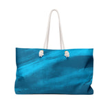 Nautical Tote Rope Handle Bag/ Navy Aqua Ocean Waves Coastal Tropical Large Weekender Beach Bag
