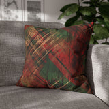 Christmas Pillow Cover/ Green And Red Diagonal Grunge Distressed Plaid Holiday  Décor