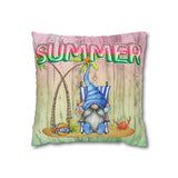 Summer Gnome Throw Pillow Cover/ Watermelon Letter Balloons And Beach Gnome With Palm Trees Summer Décor