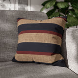 Nautical Navy Blue & Red Stripes, Sailing Theme, Sandy Beige Linen Texture, Coastal Home Decor, Pillow Cover