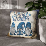 Christmas Gnome Throw Pillow Cover/ Chillin With My Gnomies Winter Blue Sweater Cute Gnome Trio Holiday Decor