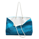 Nautical Tote Rope Handle Bag/ Navy Aqua Ocean Waves Coastal Tropical Large Weekender Beach Bag