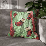 Christmas Stocking Pillow Cover/ Red, Gold, Emerald Green Glam Distressed Parchment Holiday Décor
