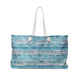 Nautical Tote Rope Handle Bag/ Blue White Beach Wood Seashells And Starfish Coastal Tropical Large Weekender Beach Bag