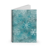 Christmas Journal/ Watercolor Blue Toned Winter Storm With White Snowflakes Notebook/ Diary Gift